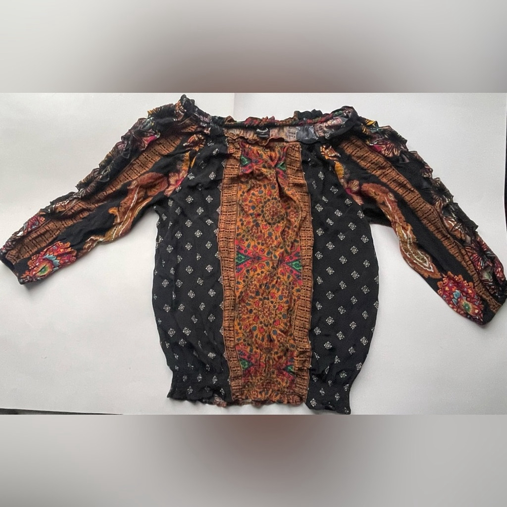 Desigual Boho Patchwork Off-Shoulder Top – Size M - image 8
